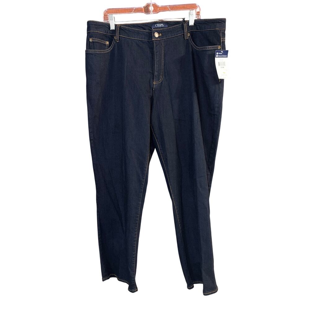 Chaps Denim Women's Plus Size Dark Wash Daniella Straight Fit Jeans Size 20W New